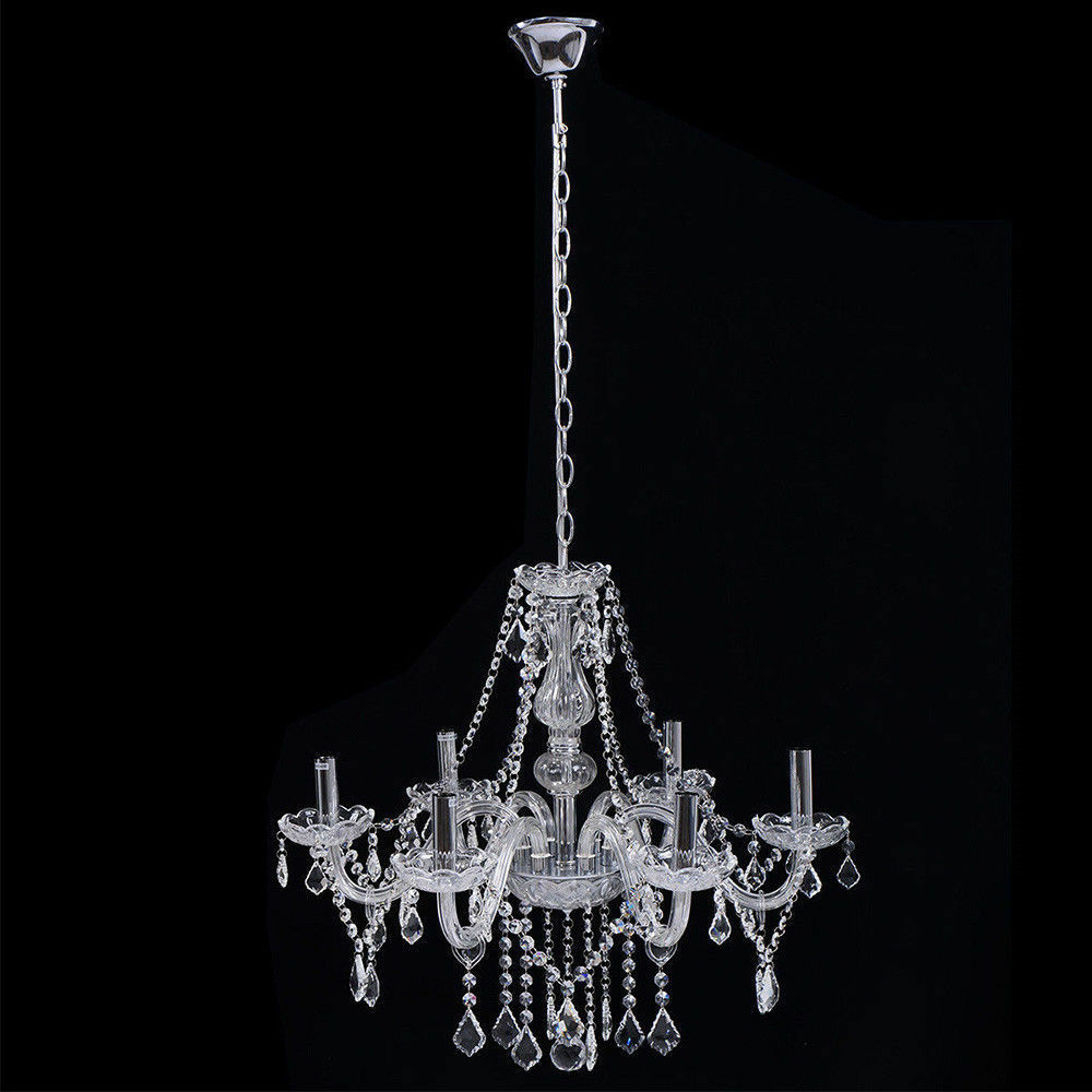 E12 Elegant Crystal Candle Decoration Chandelier Pendant Ceiling Light 6 Lamp