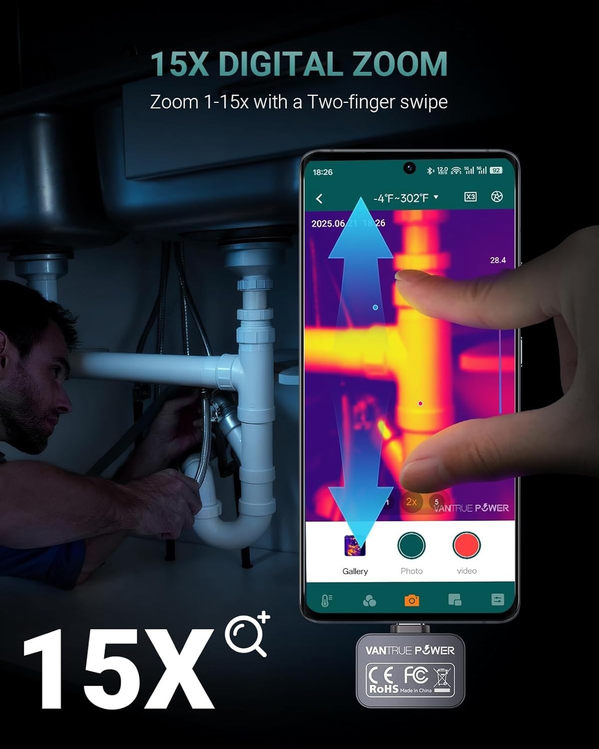 Super Resolution 512×384 Infrared Thermal Camera Android Image Camera