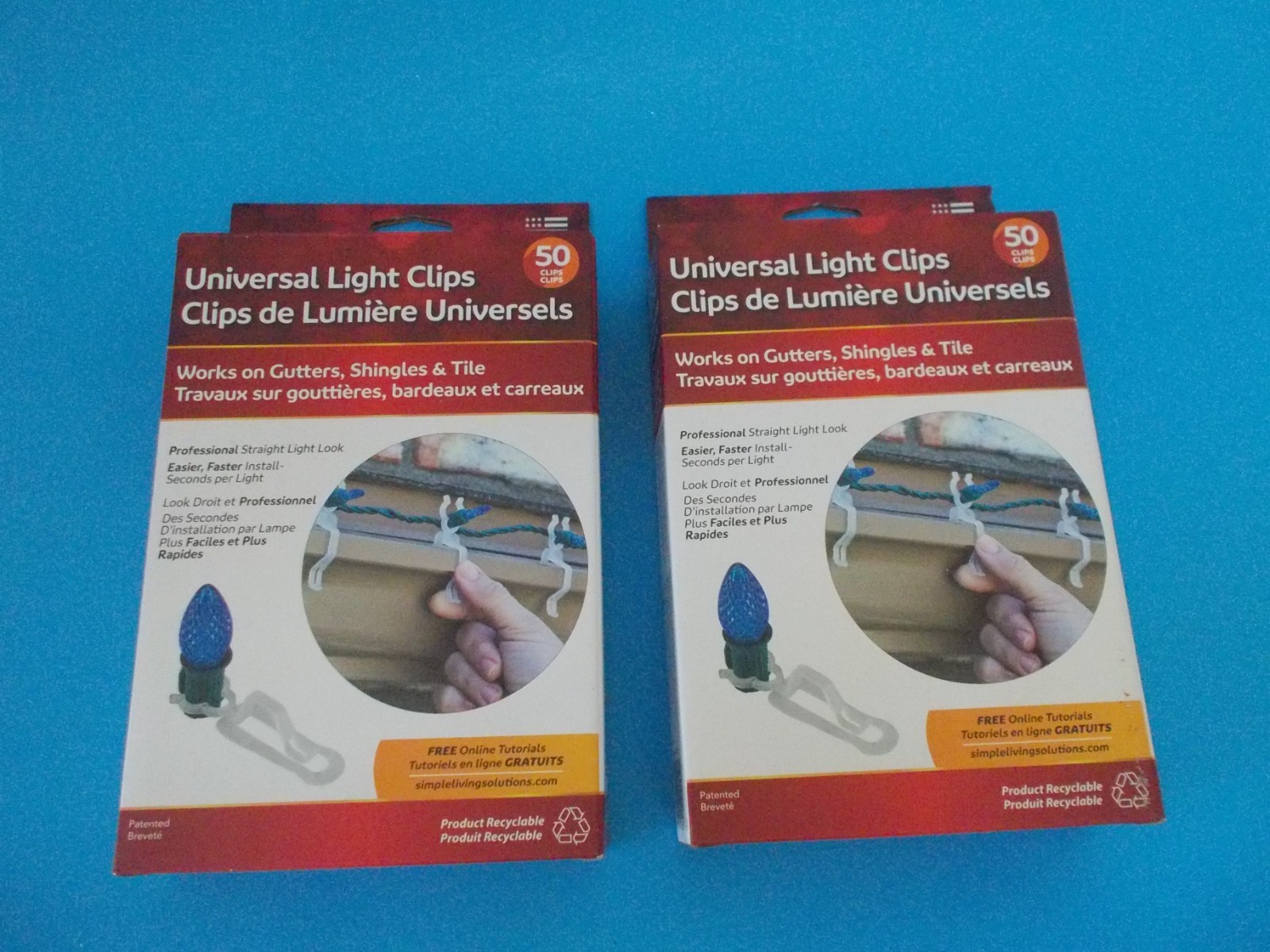 NEW SIMPLE LIVING SOLUTIONS 2 Sets of 50 Universal Light Clips CHRISTMAS