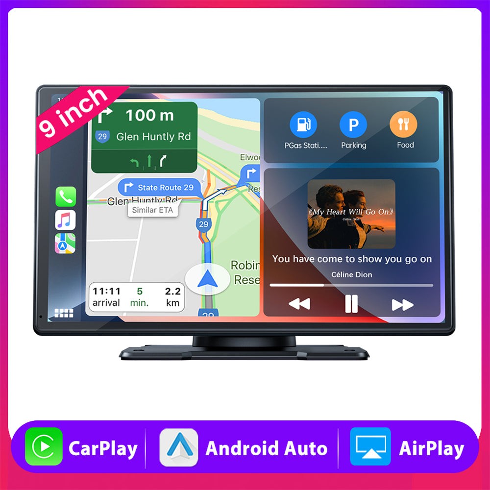 9" Wireless CarPlay Display Touchscreen Android Auto Voice Control for Car