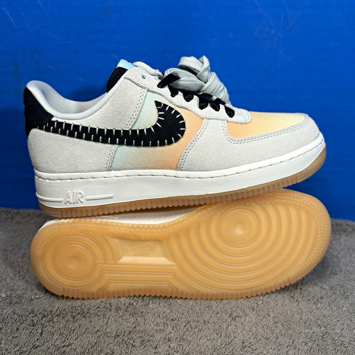 Nike Air Force 1 Low Top N7 Colorblock Suede Sneaker Gray Black Gum
