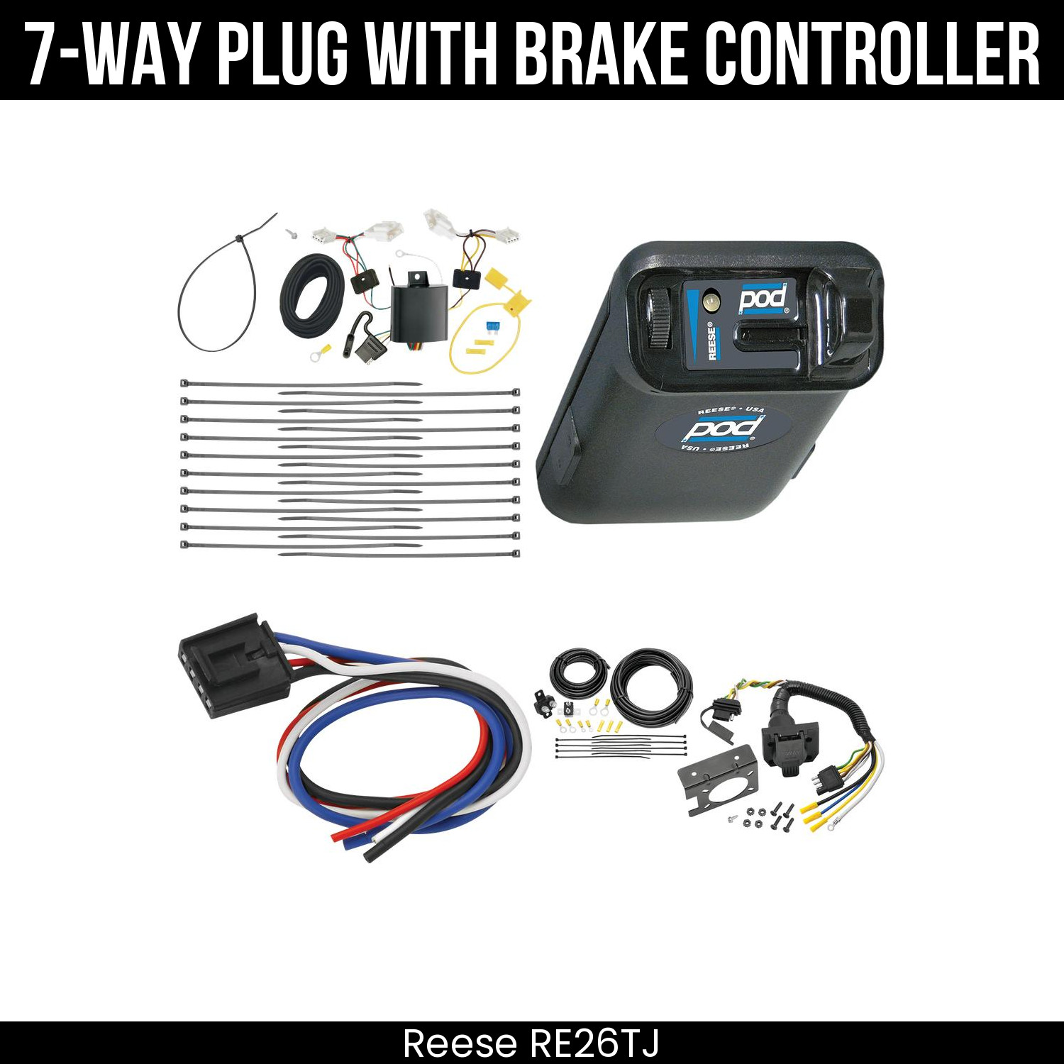 Reese RV 7-Way Trailer Wiring Harness Kit + Brake Control For 15-17 Lexus NX200t