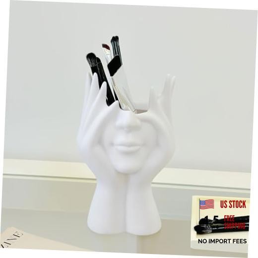 Abstract Human Face Shape Vases, Resin Women's for Pen Flowers Plant