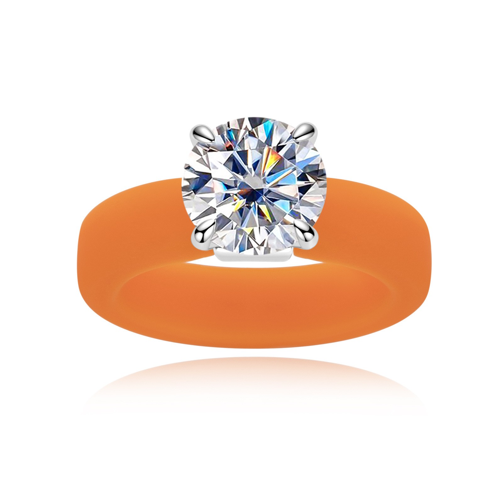 3.5ct Moissanite Silicone Ring S925 Sterling Silver Engagement Ring for Her Him