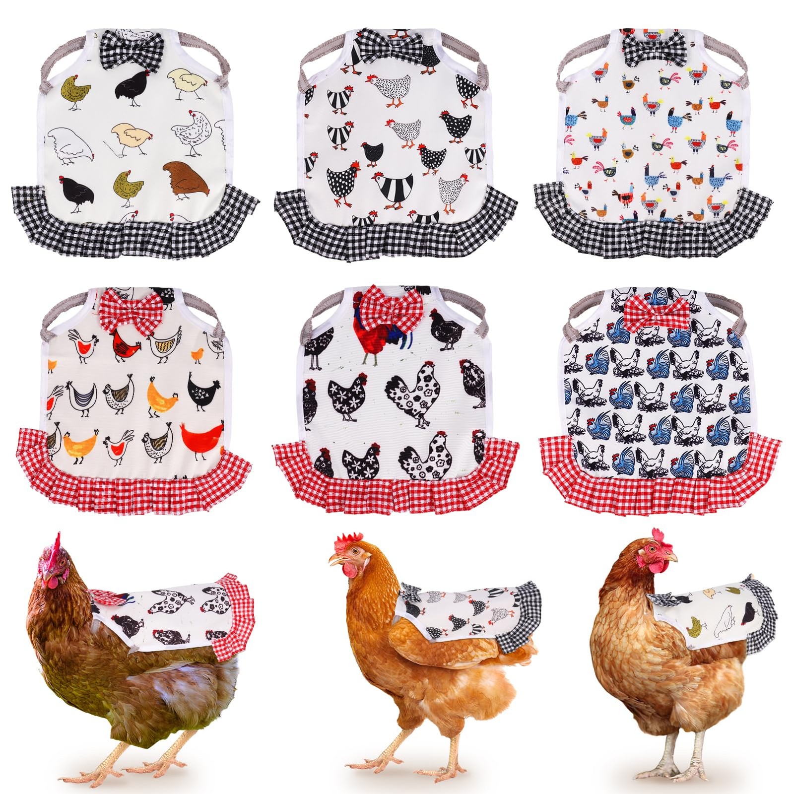6 Pcs Chicken Saddle for Hens, Chicken Aprons Back Protector for Hens, Chickens