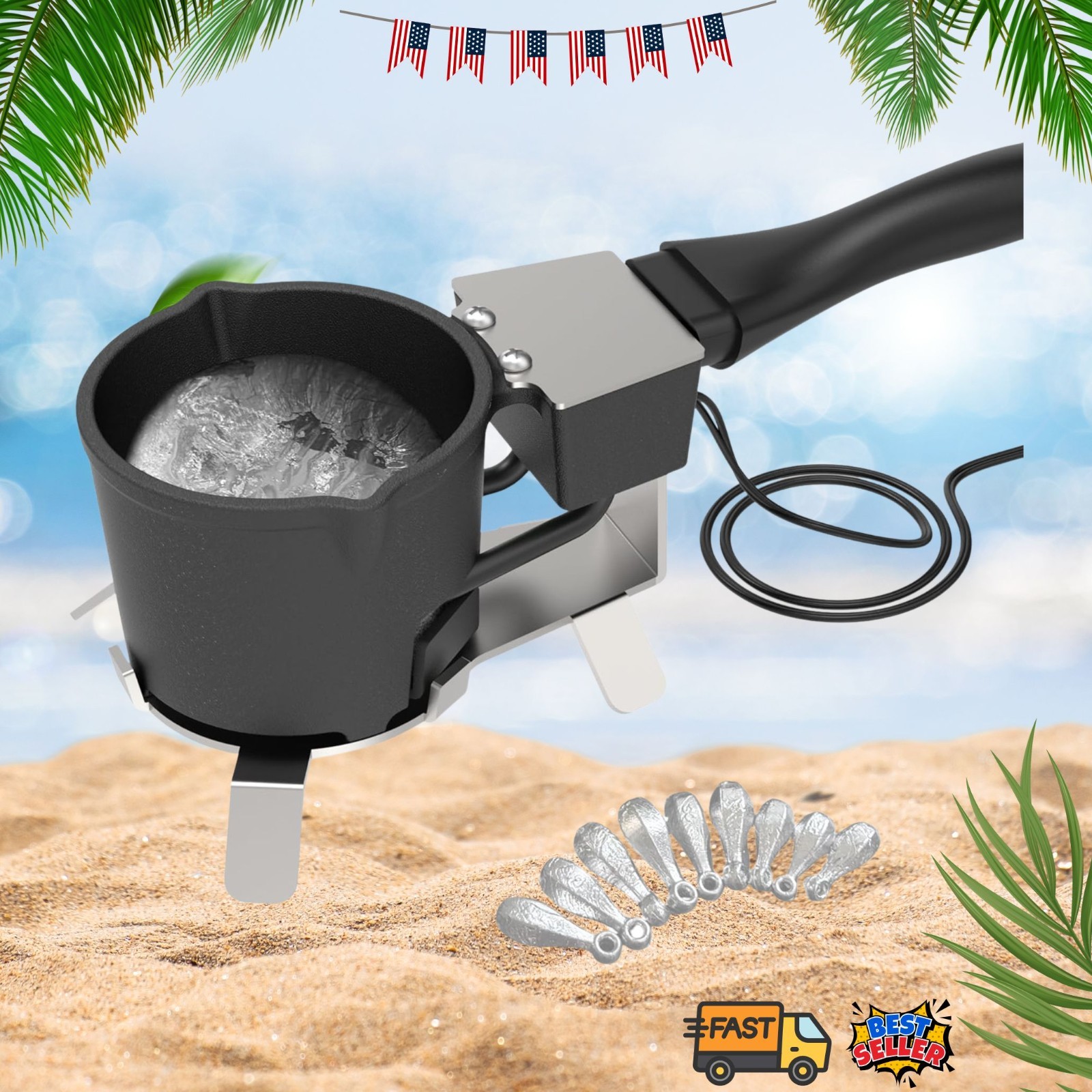 Electric Lead Melting Pot 5lb Capacity Quick Heating Cast Iron Smelter