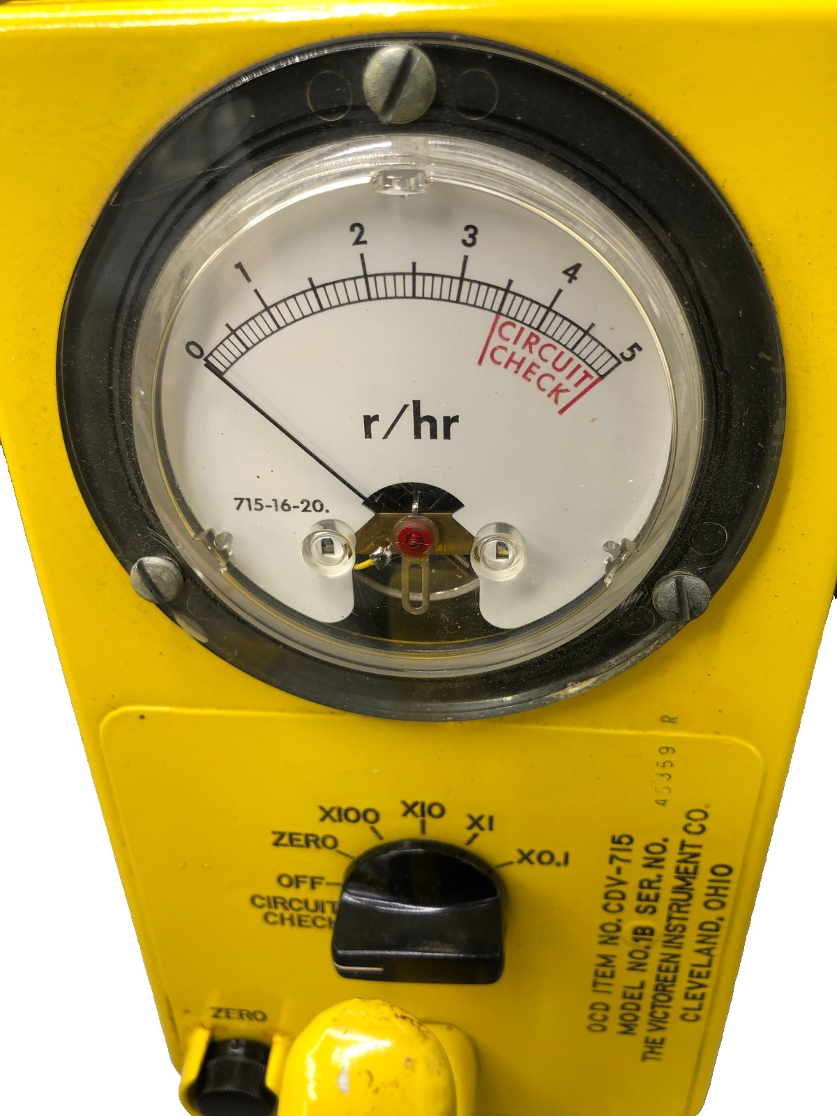 Victoreen CDV-715 Model 1B Survey Meter Set with Dosimeters & Charger UNTESTED