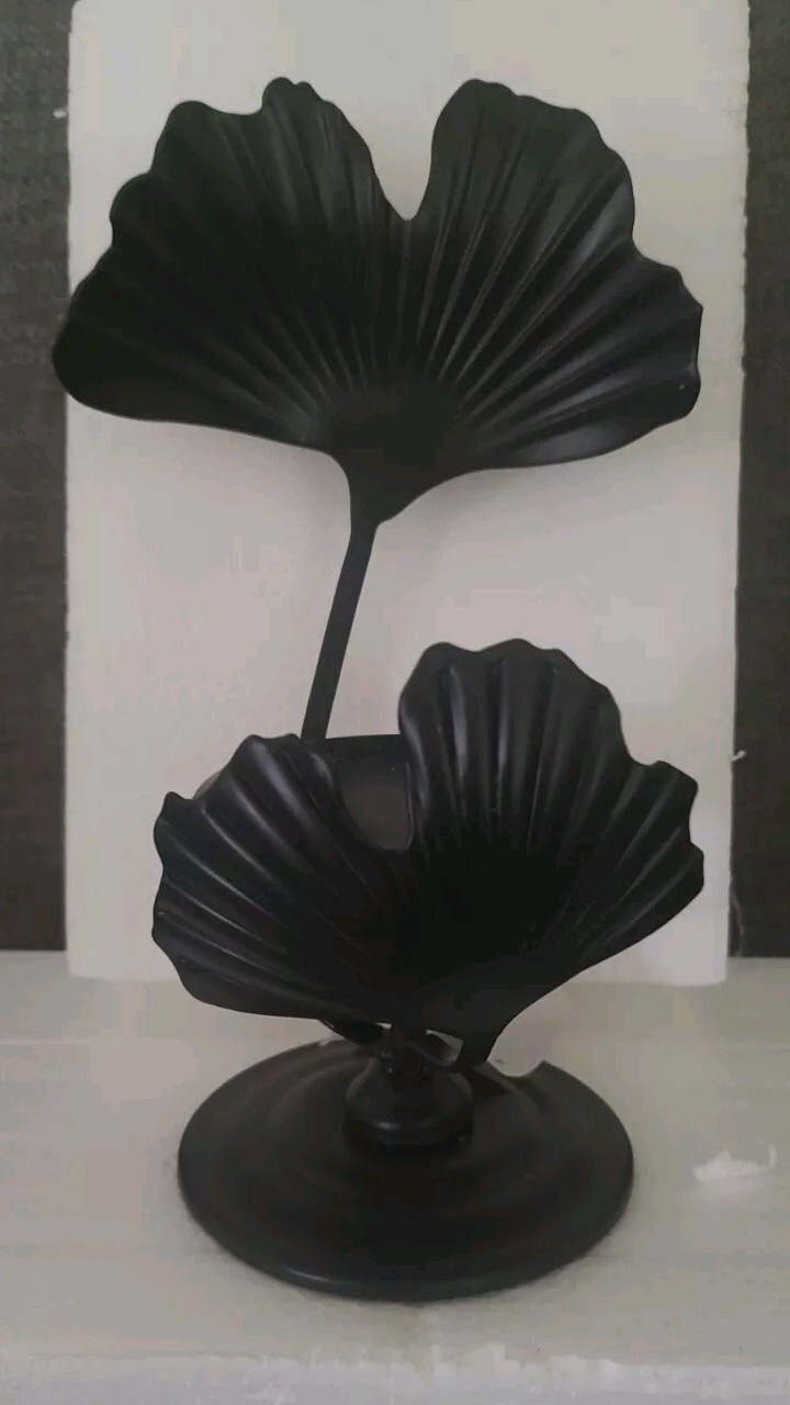 Martha Stewart Black Iron Lotus Flower Tabletop Pillar Candleholders Set of 2