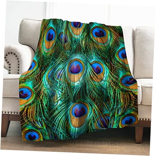 Peacock Feathers Blanket Gifts for Girls Women Men Decor for 50"x60" Peacock 4