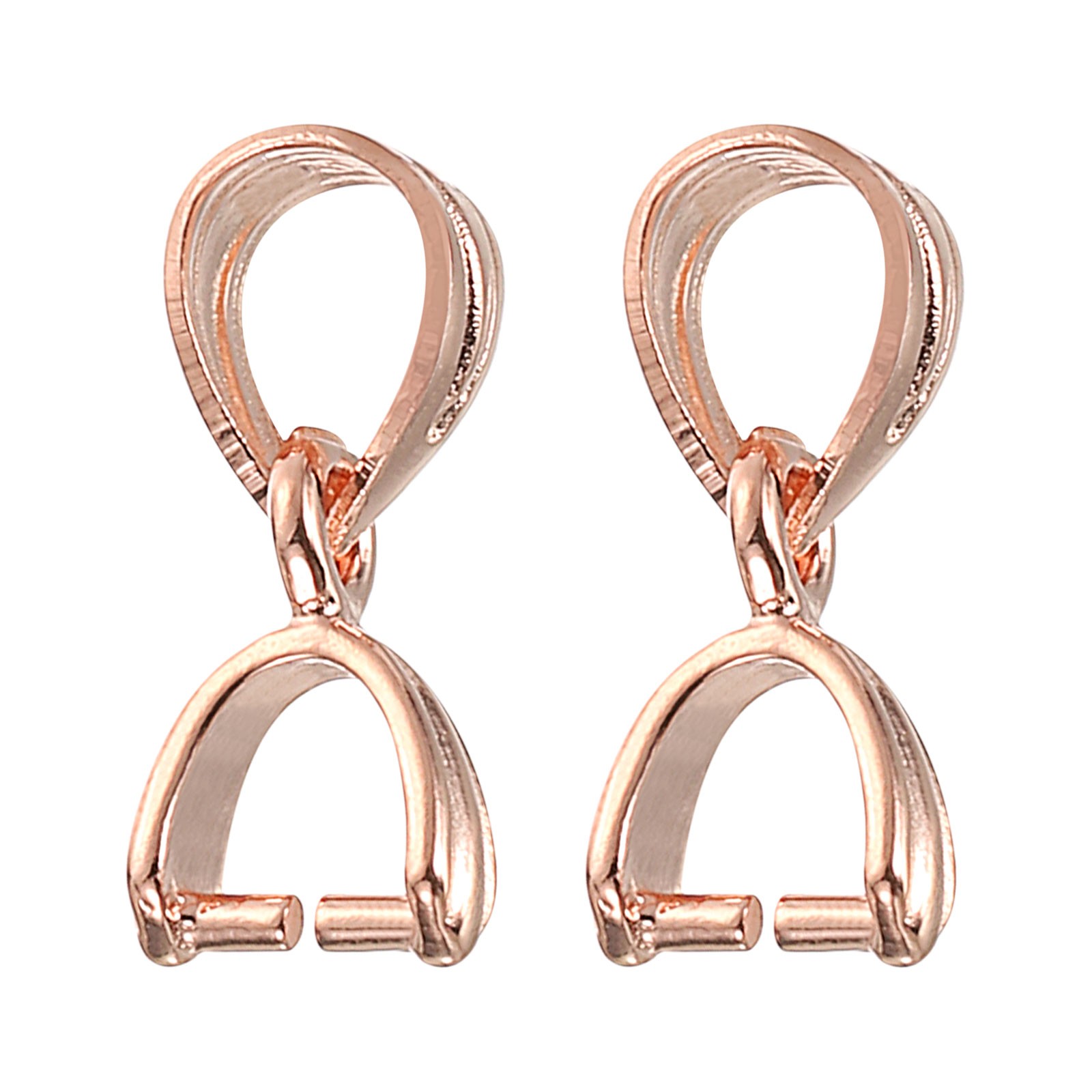 2Pcs 925 Sterling Silver Pinch Bail, 11mm Bail Clasp Connector, Rose Gold