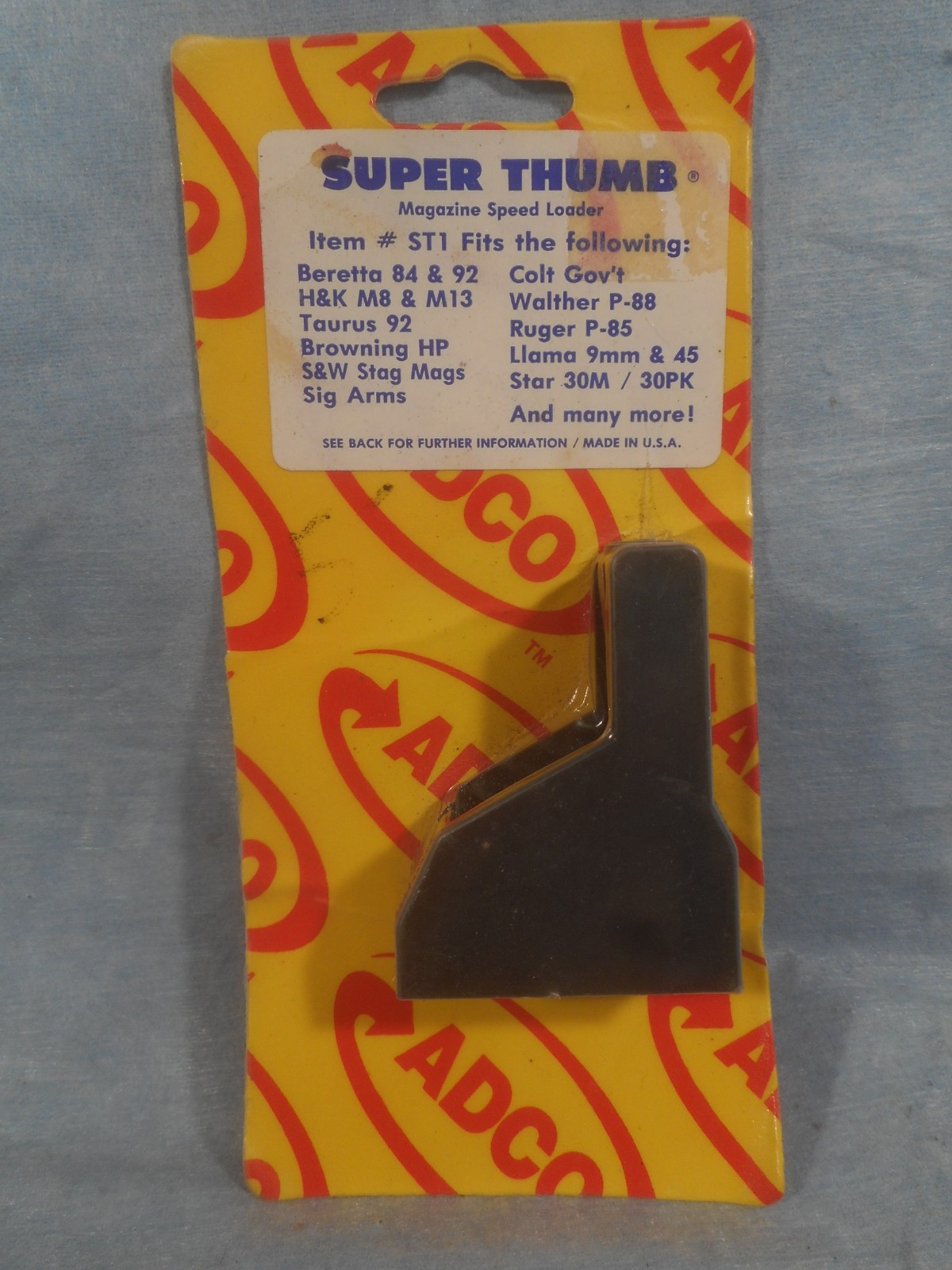 ADCO magazine Speed Loader Super Thumb Colt Ruger Sig S&W Taurus Beretta H&K +