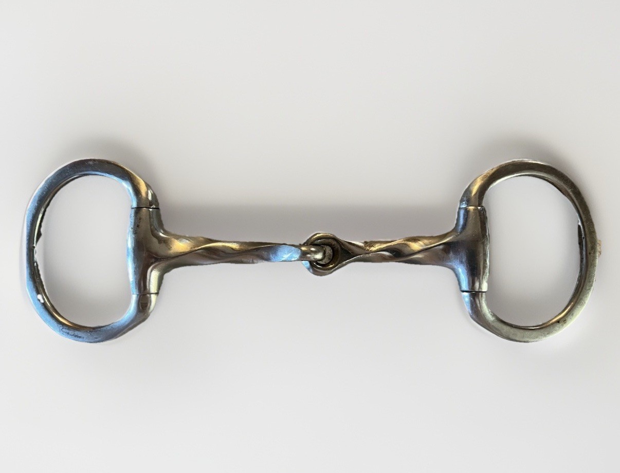 Heavy Lg Vintage Horse Snaffle Bit Eggbutt Slow Twist Nickel? 5 .5”  ,5 1/2