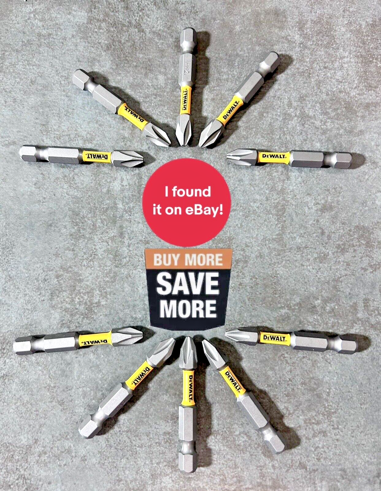 10 Pc DEWALT MAXFIT Drill Bit Set PH2 2in. IMPACT READY NEW