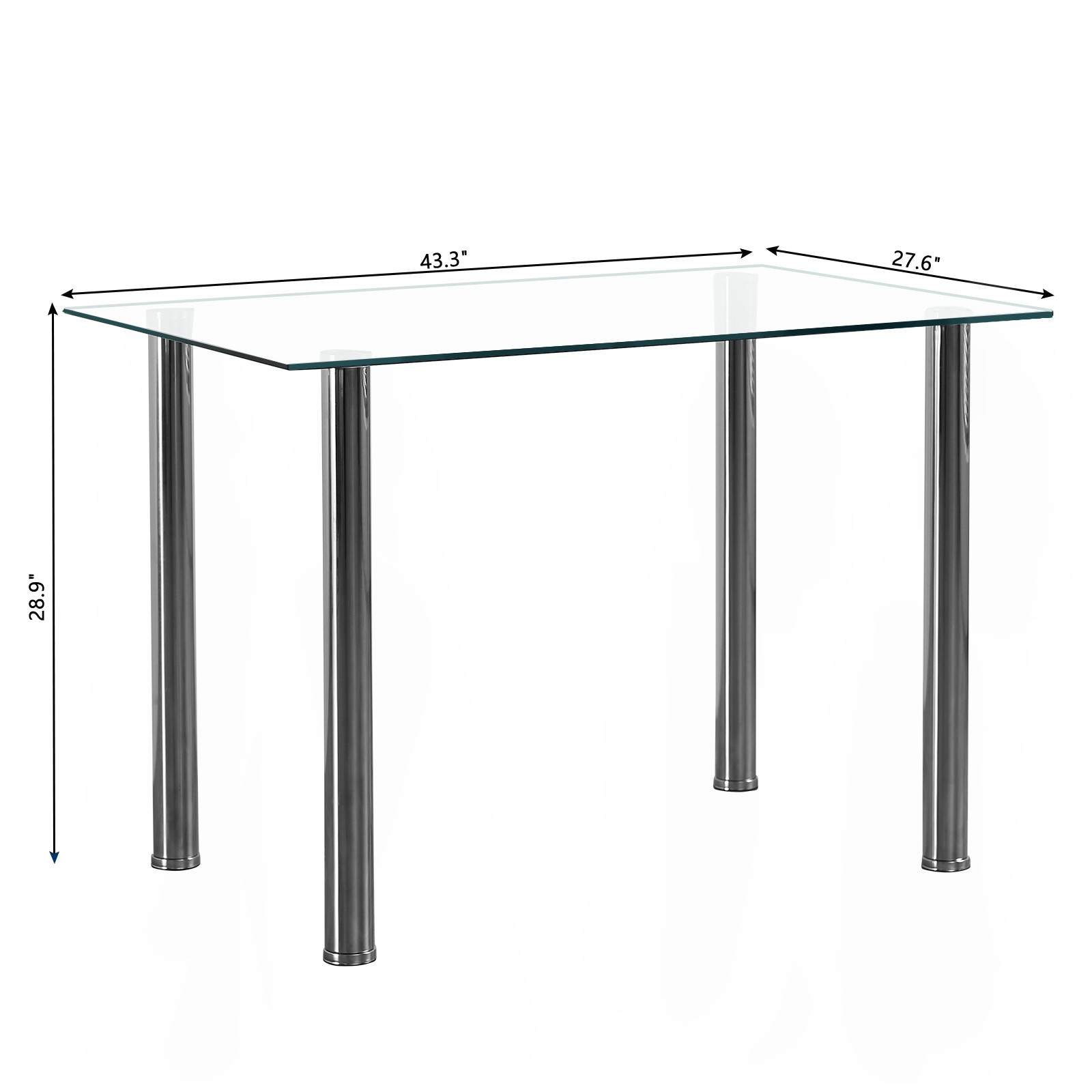 5pcs/set Dining Table Set Kitchen Tempered Glass Dining Table with 4Chairs White