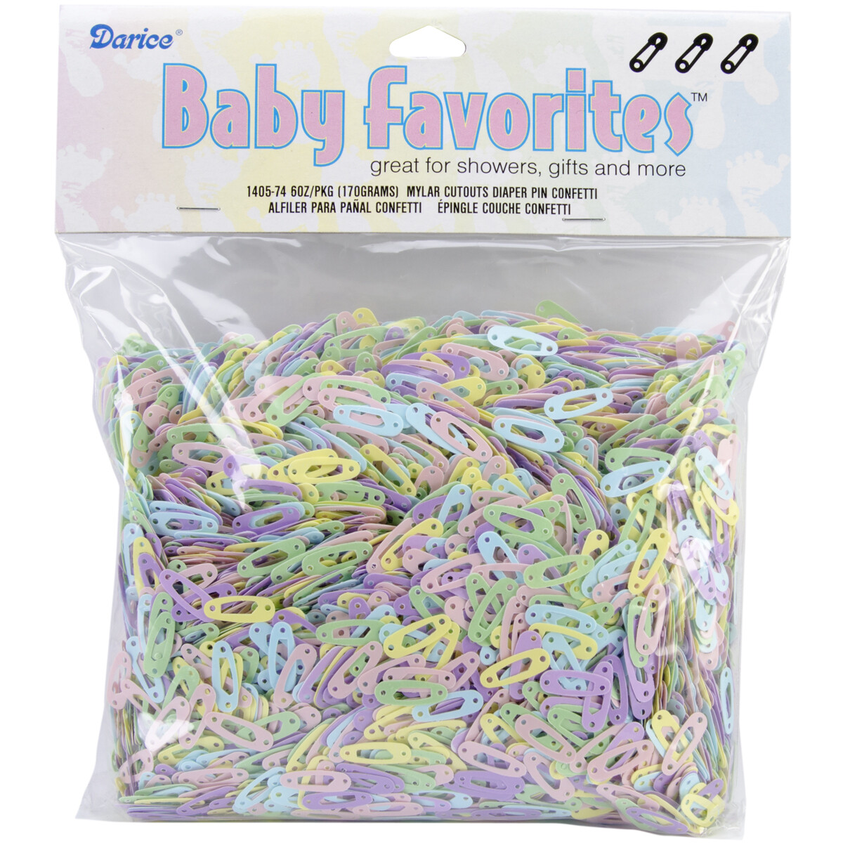 Darice Baby Diaper Pin Confetti Pastel