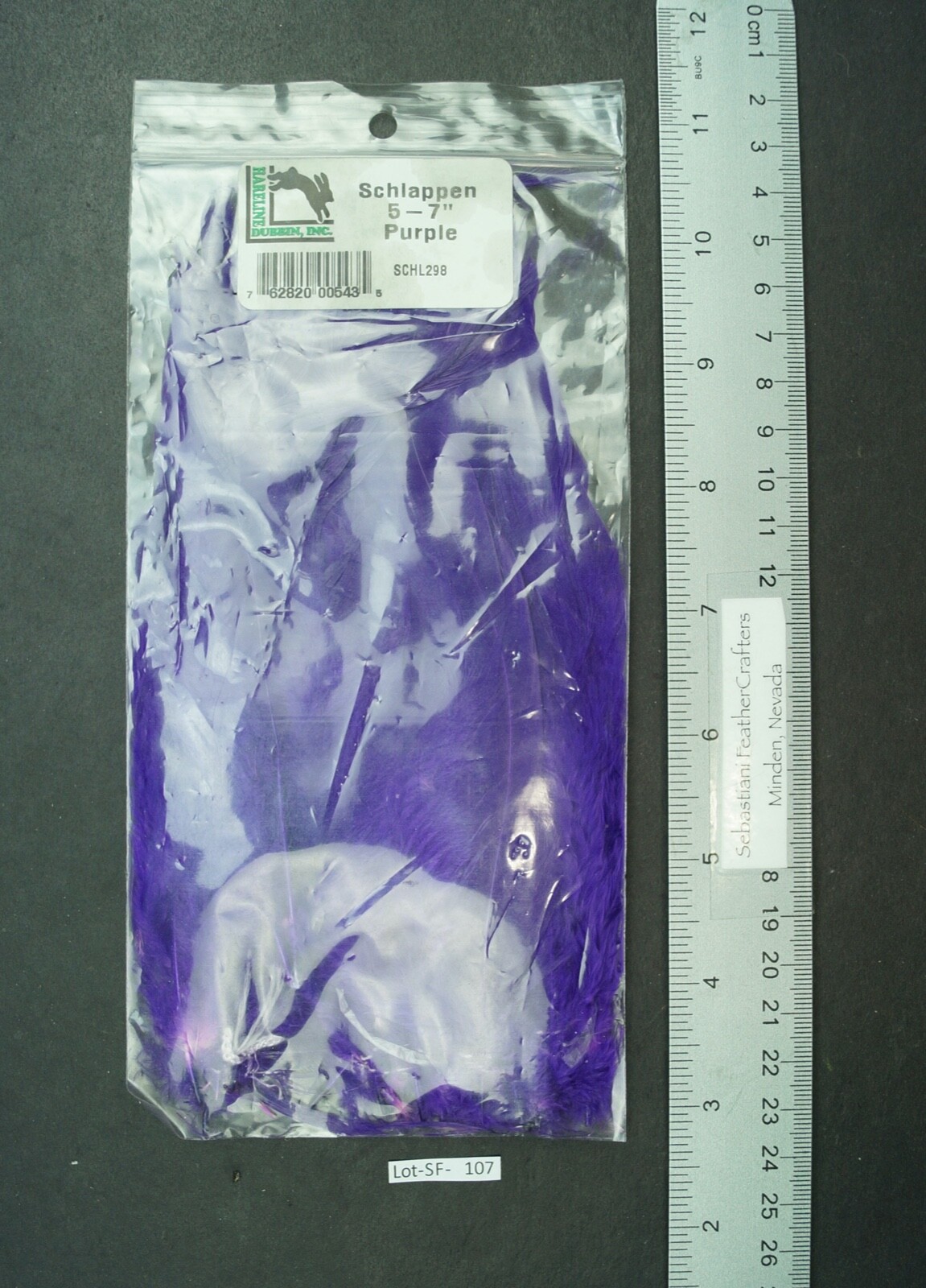 Hareline 5" to 7" Purple Dyed over White  Schlappen Lot #SF 107