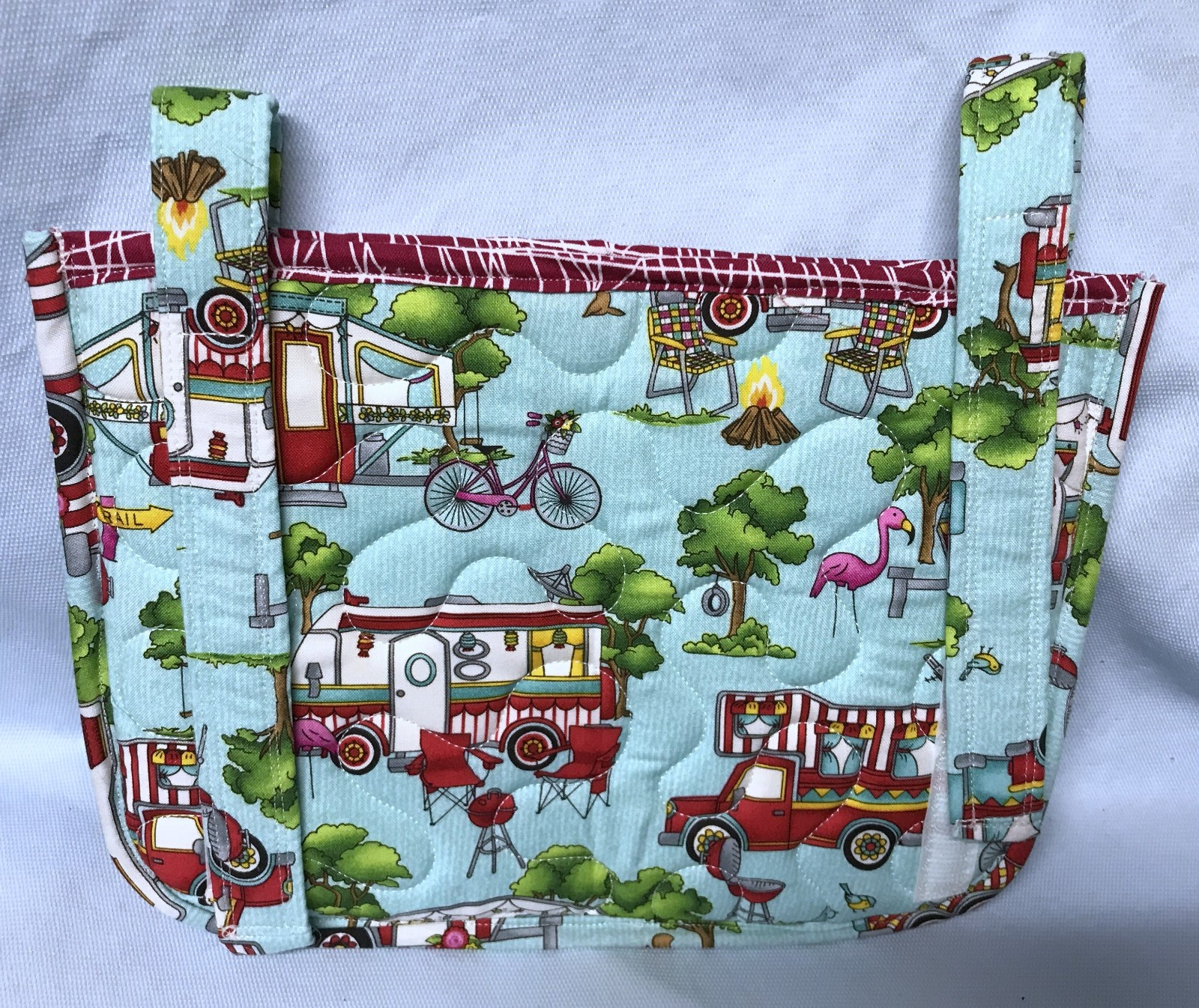 WALKER FABRIC BAG HOMEMADE For Wheelchair/Walker 5 Compartments Red/Blue   (A2)