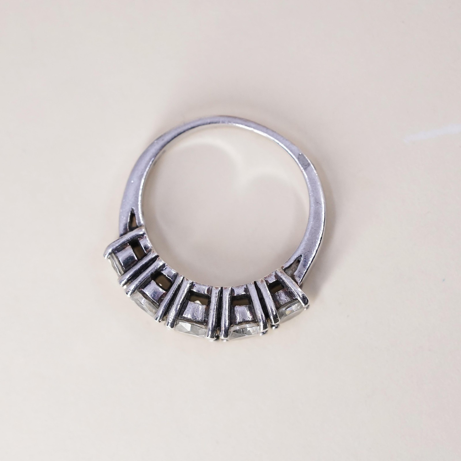 Size 8, Sterling silver ring, 925 silver with round cut crystal CZ cluster ring