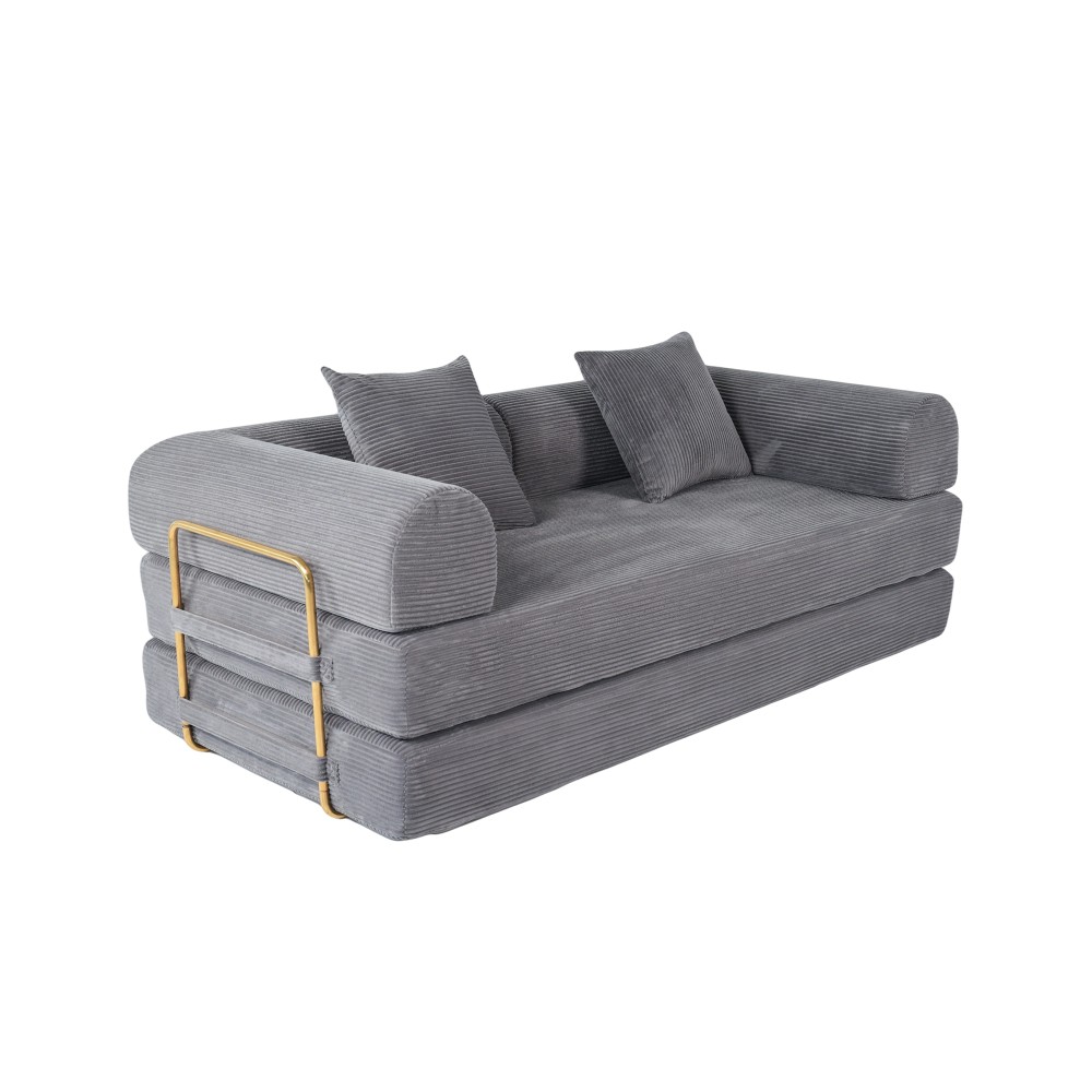 2-in-1 Foldable Convertible Sofa Bed, 75" Sleeper w/ Memory Foam, Grey