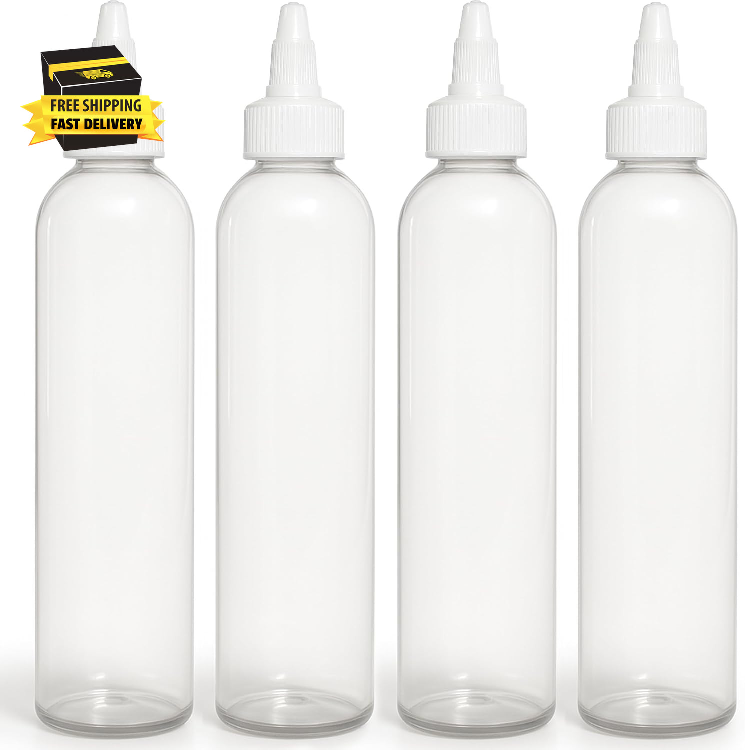 Twist Top Applicator Bottles, Clear 8 OZ Bpa-Free Plastic, Empty, Squeeze, Refil