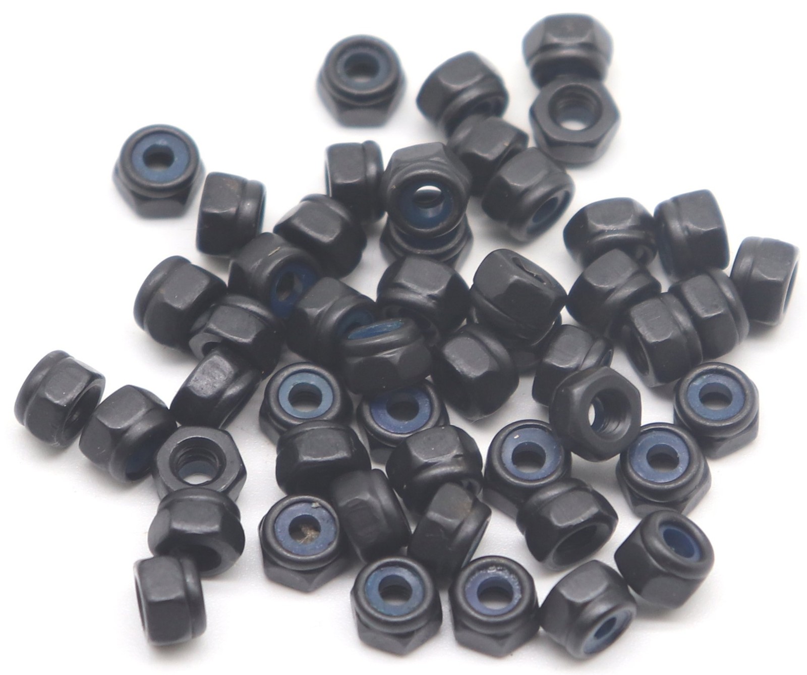 binifiMux 50Pcs M3-0.5mm Black Zinc Plated Nylon Lock Nuts Inserted m3,