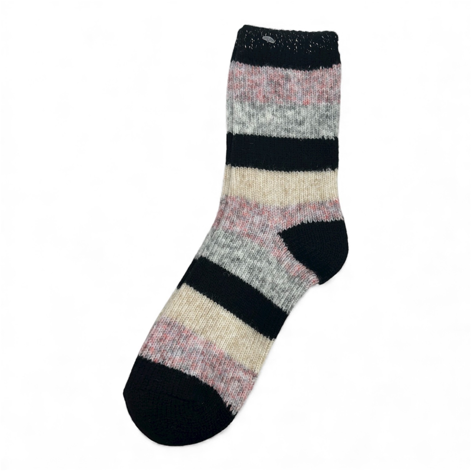 M&S Collection 2 Pack Striped Thermal Boot Socks Black Mix