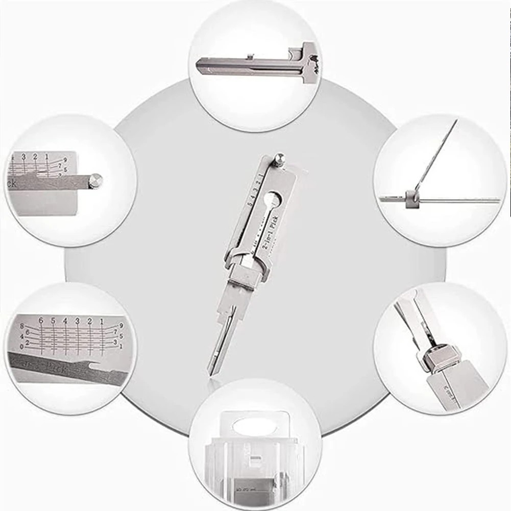 2-in-1 Stainless Steel Key Decoder Key Pick & Decoder Tool Precision Hook and Pi