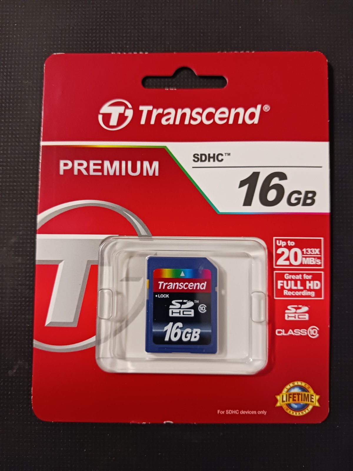 Transcend 16GB SDHC Class 10 Flash Memory Card (TS16GSDHC10)
