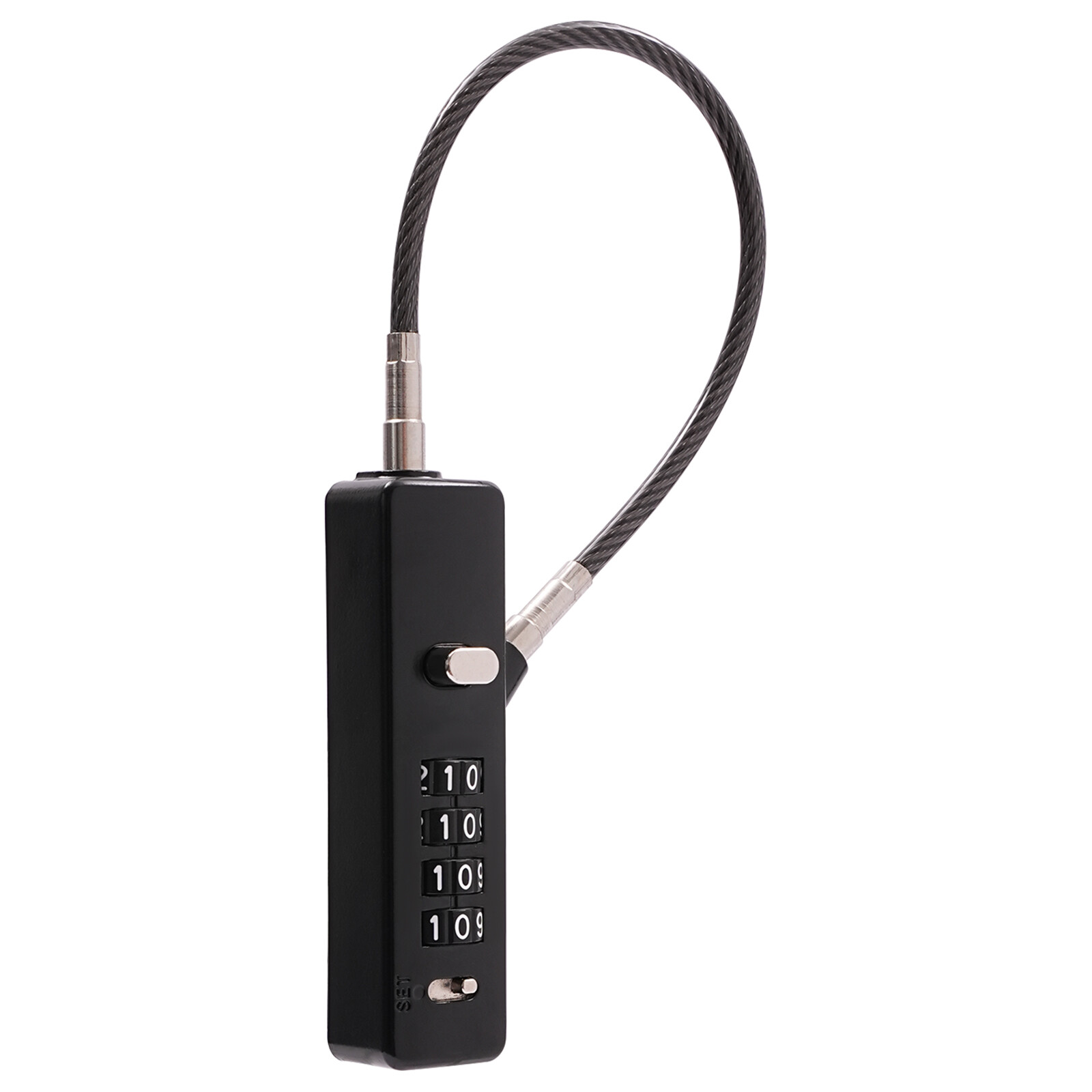 Black Cable Combination Lock 4 Digit Dial Lock with 3* Steel Cables 30/60/120cm