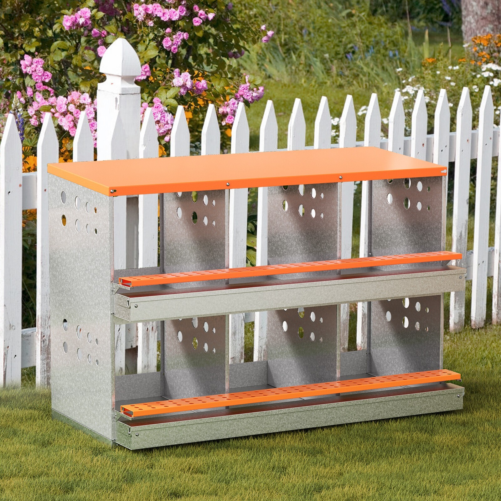 6 Hole Chicken Nesting Boxes Metal Egg Laying Brooding Box With Vent Hole Set