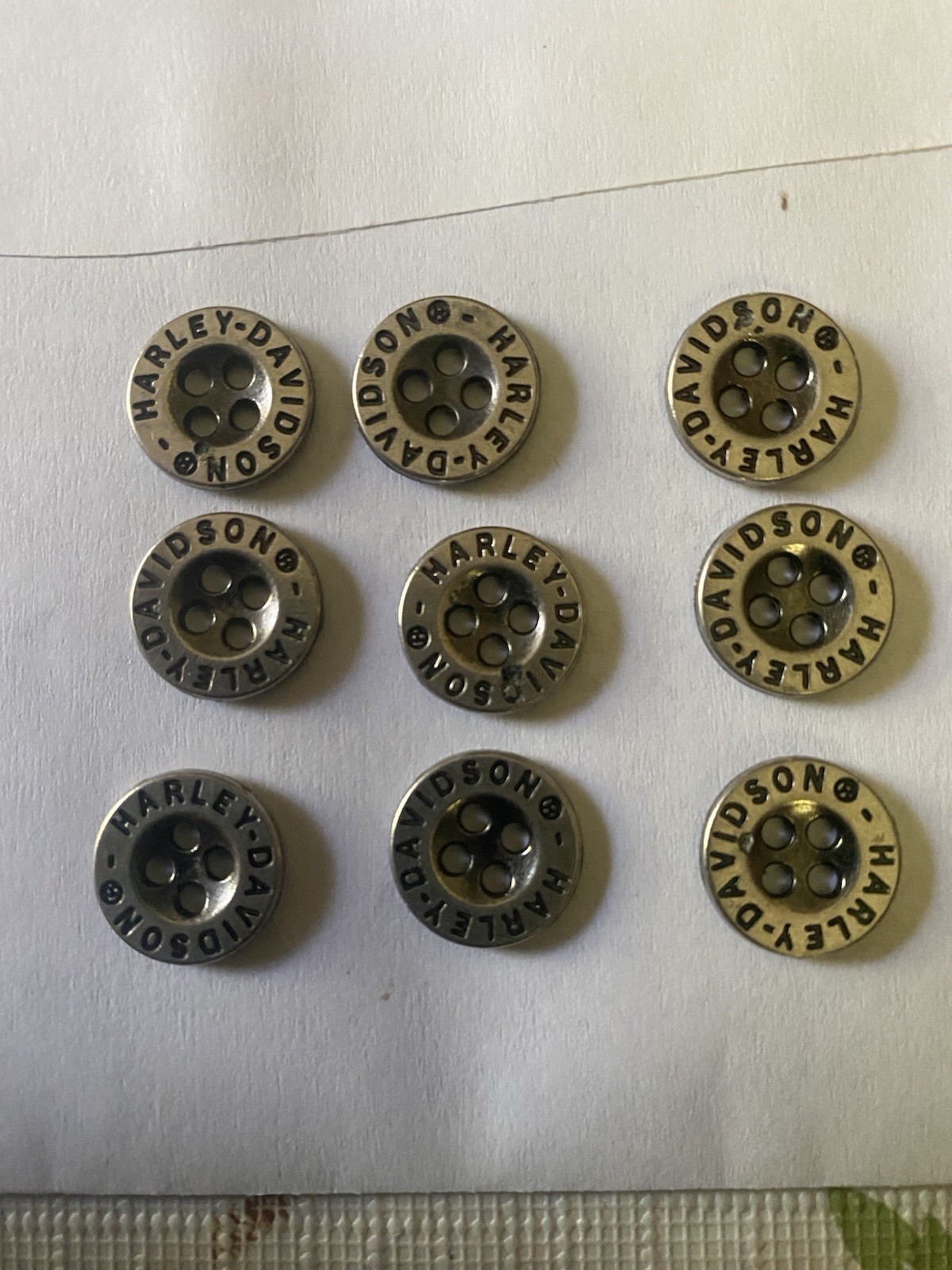 Harley Davison Lot Of Nine Replacement Metal Shirt Buttons