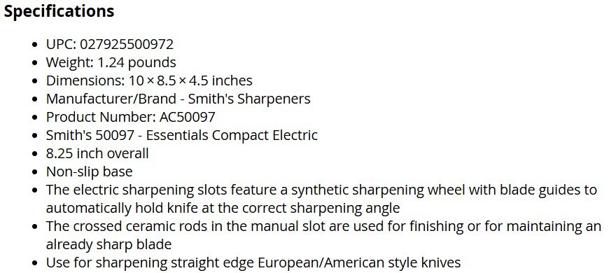 Smith's Synthetic Compact Electric Knife Sharpener 50097