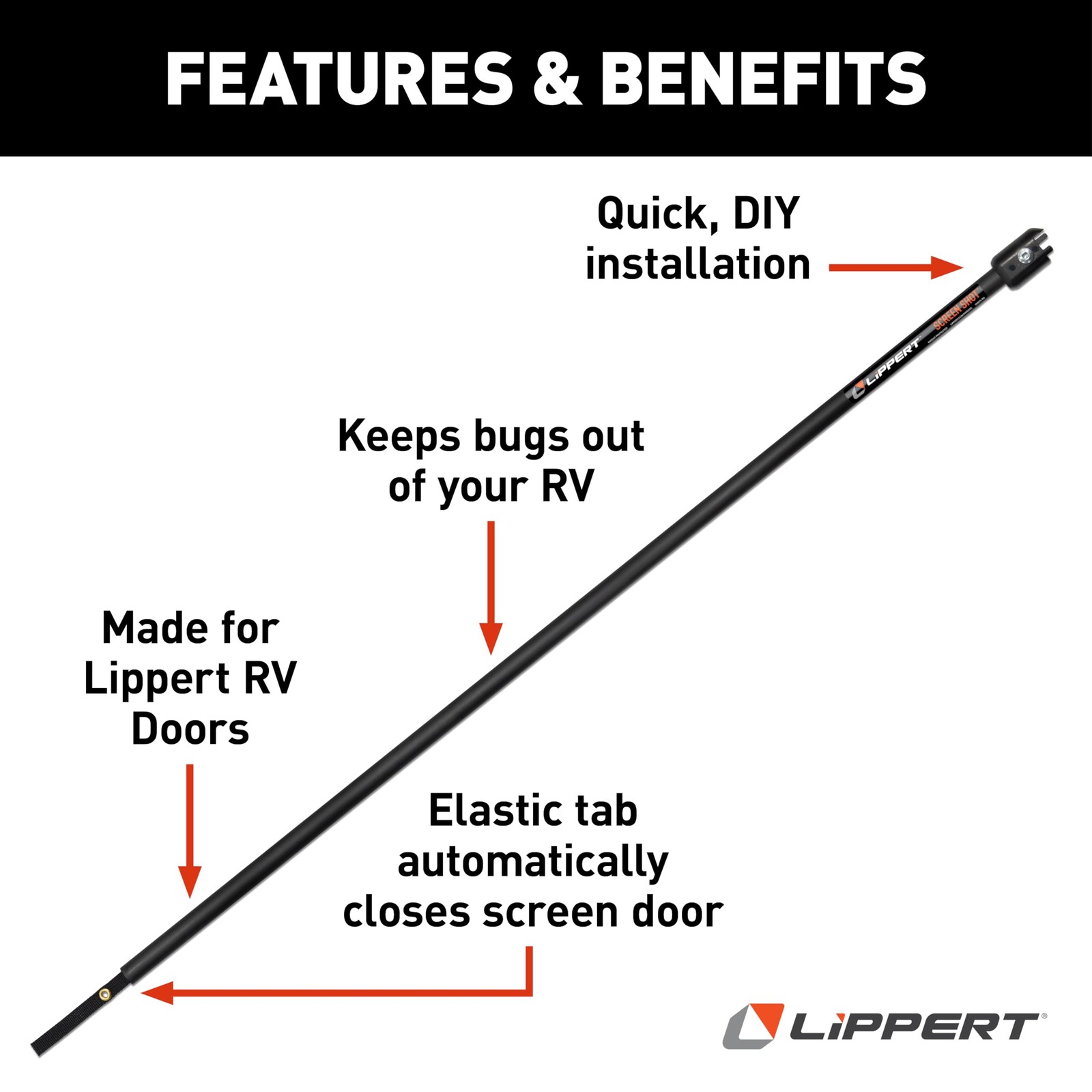 Lippert Screen Shot Automatic RV Screen Door Closer, 26", Compatible with Lip...