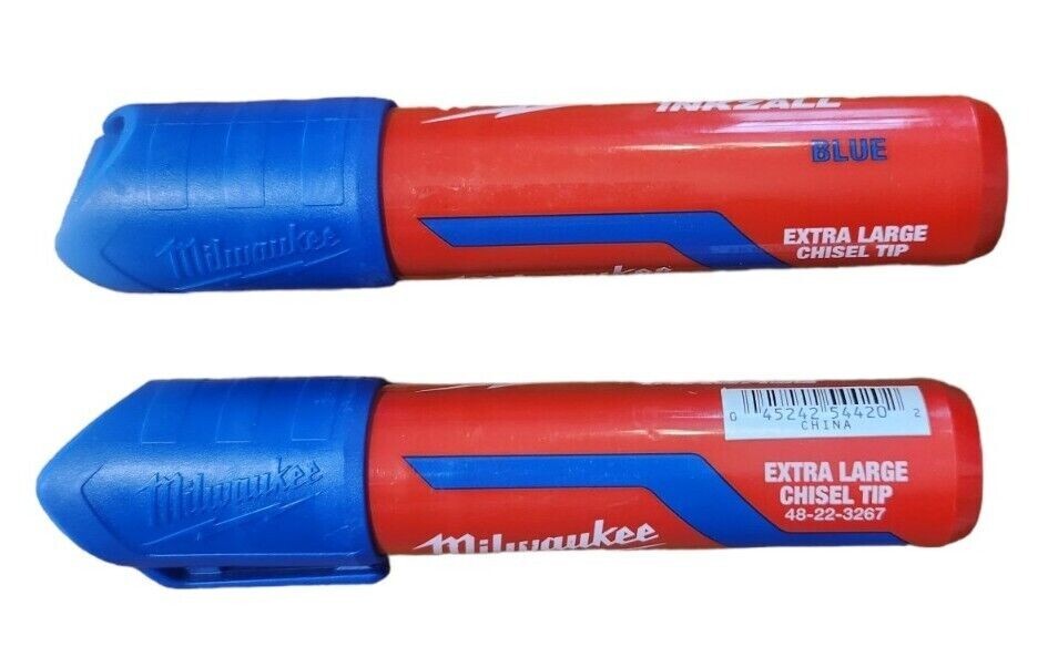 4-pack Milwaukee INKZALL Extra Large Chisel Tip Blue & Red Permanent Markers