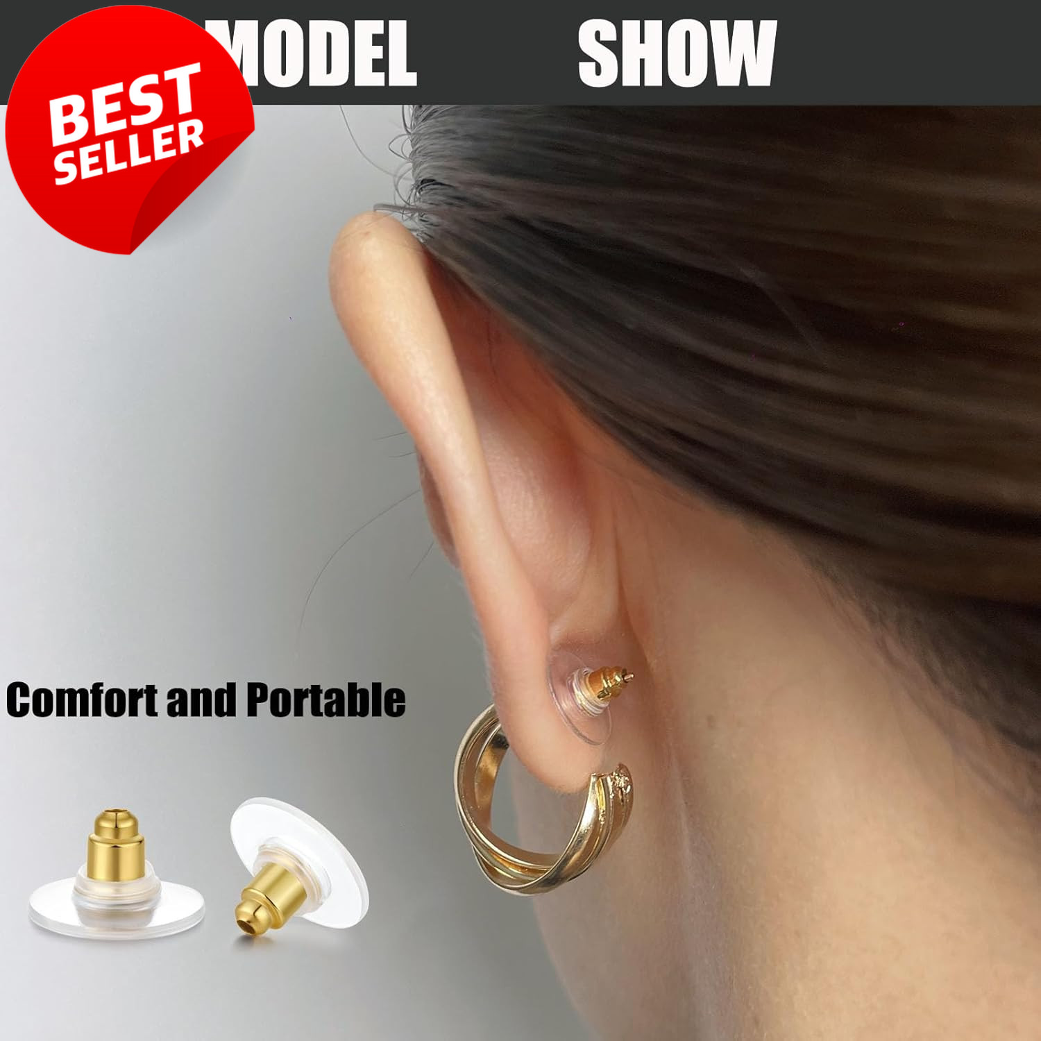 100pcs Gold Fishhook Earring Backs Bullet Clutch for Studs & Hoops - US