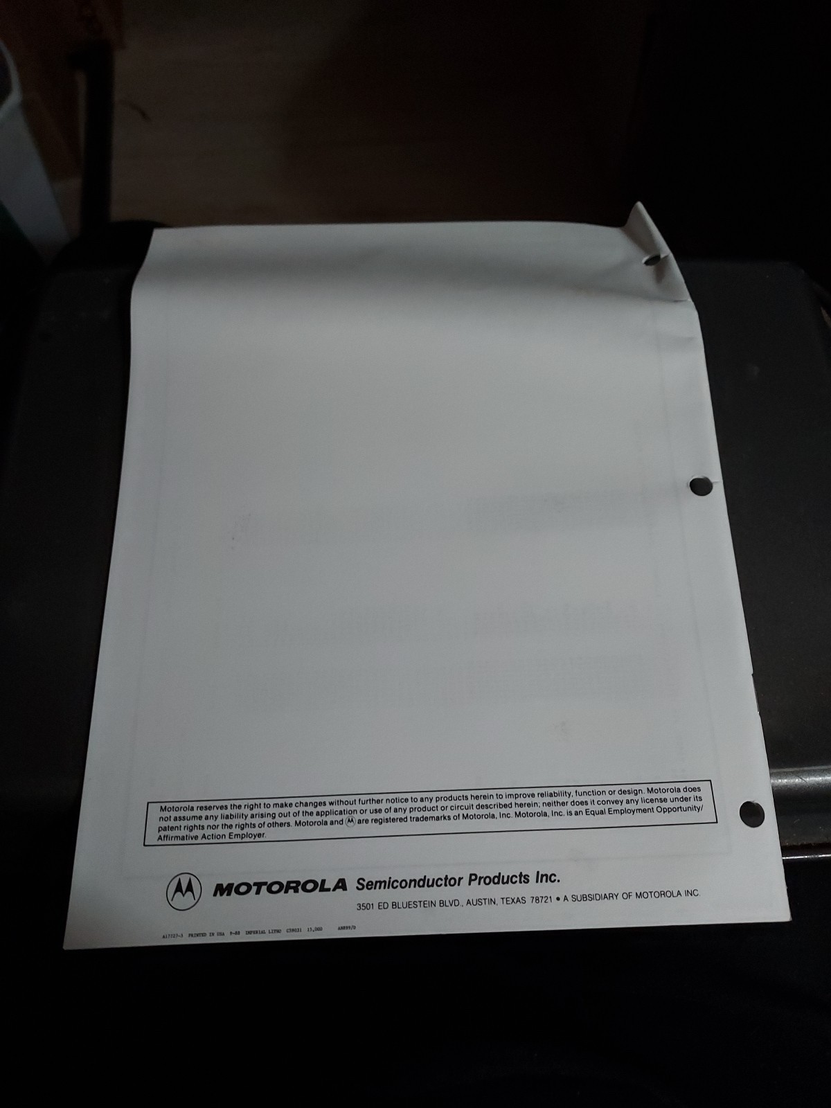 MOTOROLA AN899 A TERMINAL INTERFACE PRINTER INTERFACE AND BACKGROUND PRINTING