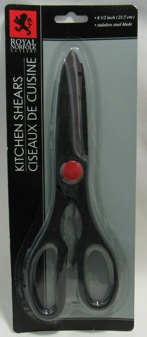 Royal Norfolk Cutlery 8 1/2 Inch Kitchen Shears / Scissors w/ Twist Cap Opener