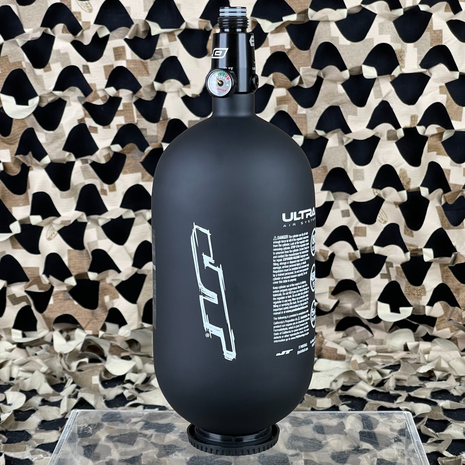 NEW JT Ultra Carbon Fiber Air Tank w/ FLO Regulator - Black/White - 80/4500