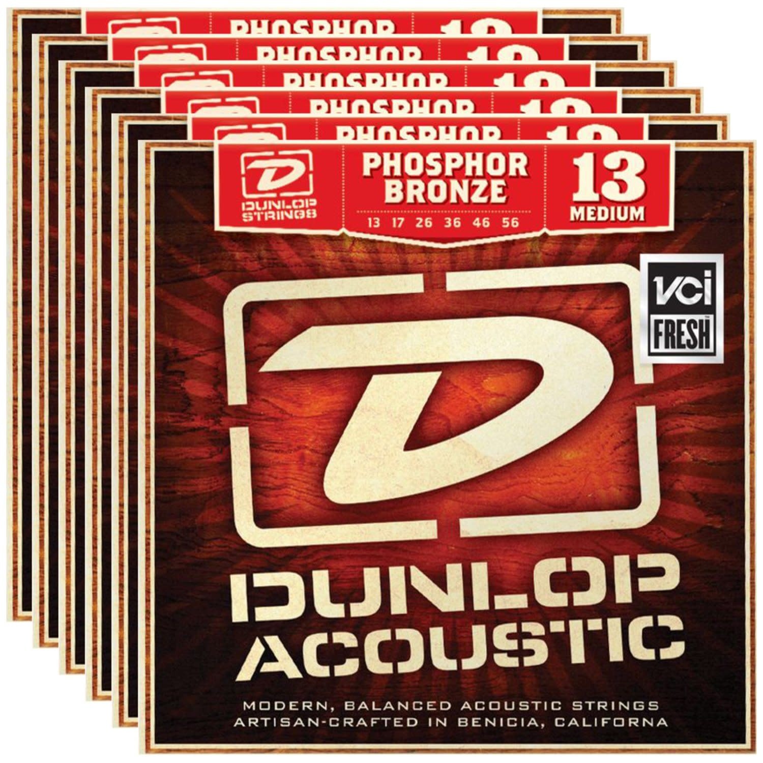 6 Sets of Dunlop DAP1356 AG-PHB MEDIUM Acoustic Phosphor Bronze Strings