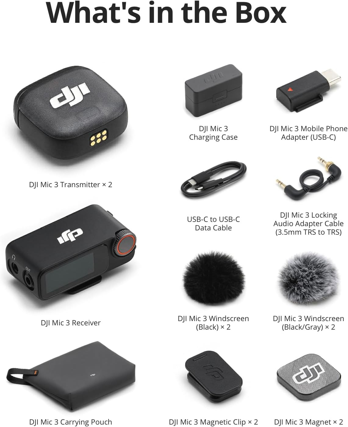 Wireless Microphone System with 2 Transmitters, 1 Receiver, Charging Case
