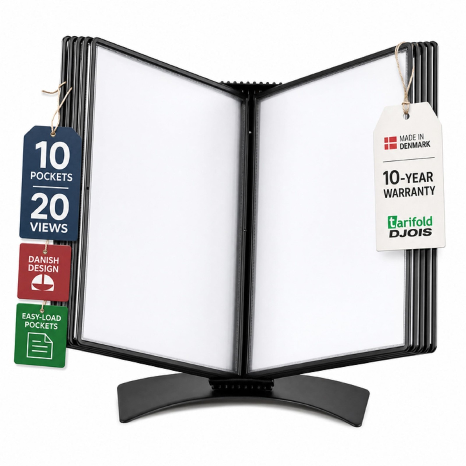 Tarifold Desktop Reference System, 10 Pockets with Easy-Load Design, Black | ...