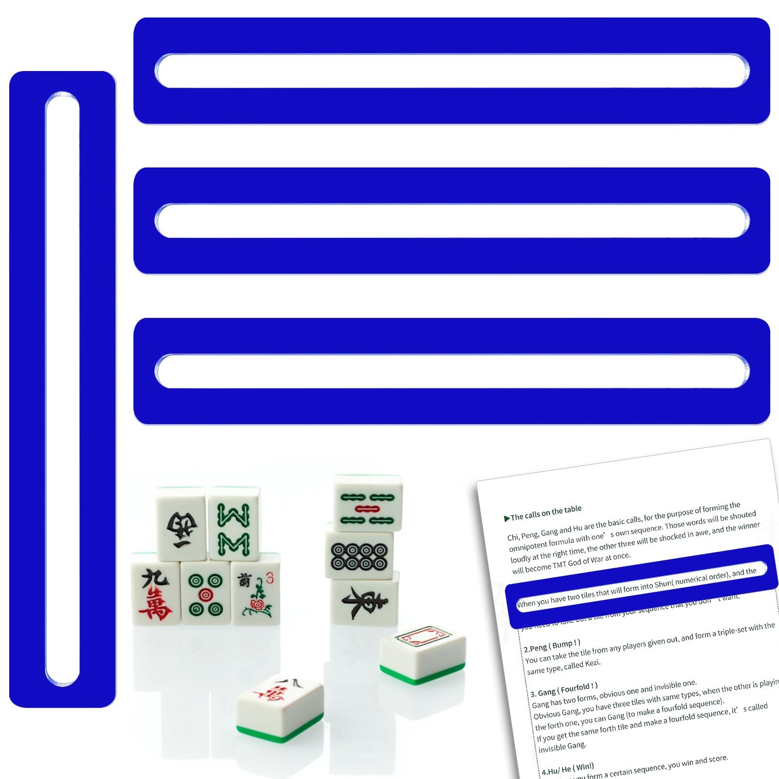 4Pcs Mahjong Line Finder Mahjong Card Line Guide Bright Acrylic Reader Ruler ...