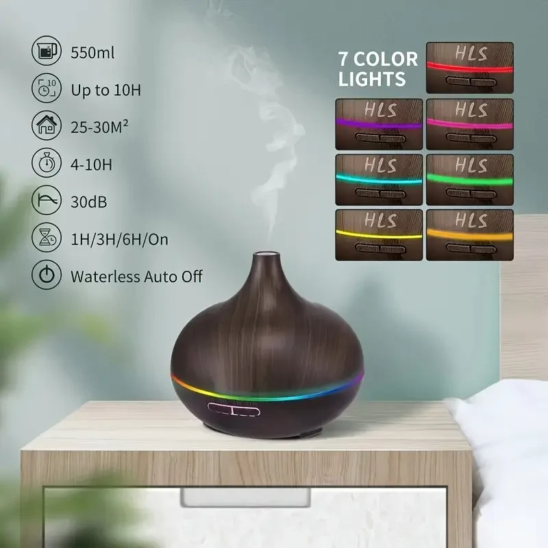 Aroma Diffuser Humidifier With 6x33oz Essential Oils Colorful LED And Remote