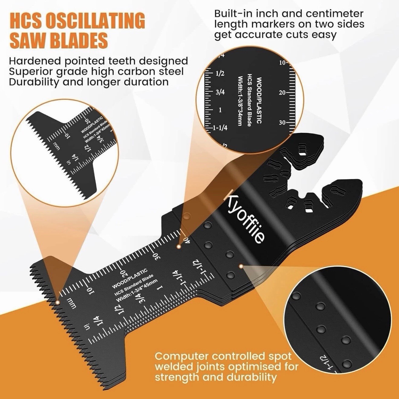Oscillating Saw Blades 1-3/4" Quick Release Kyoffiie Wood/Plastic 100 Pack