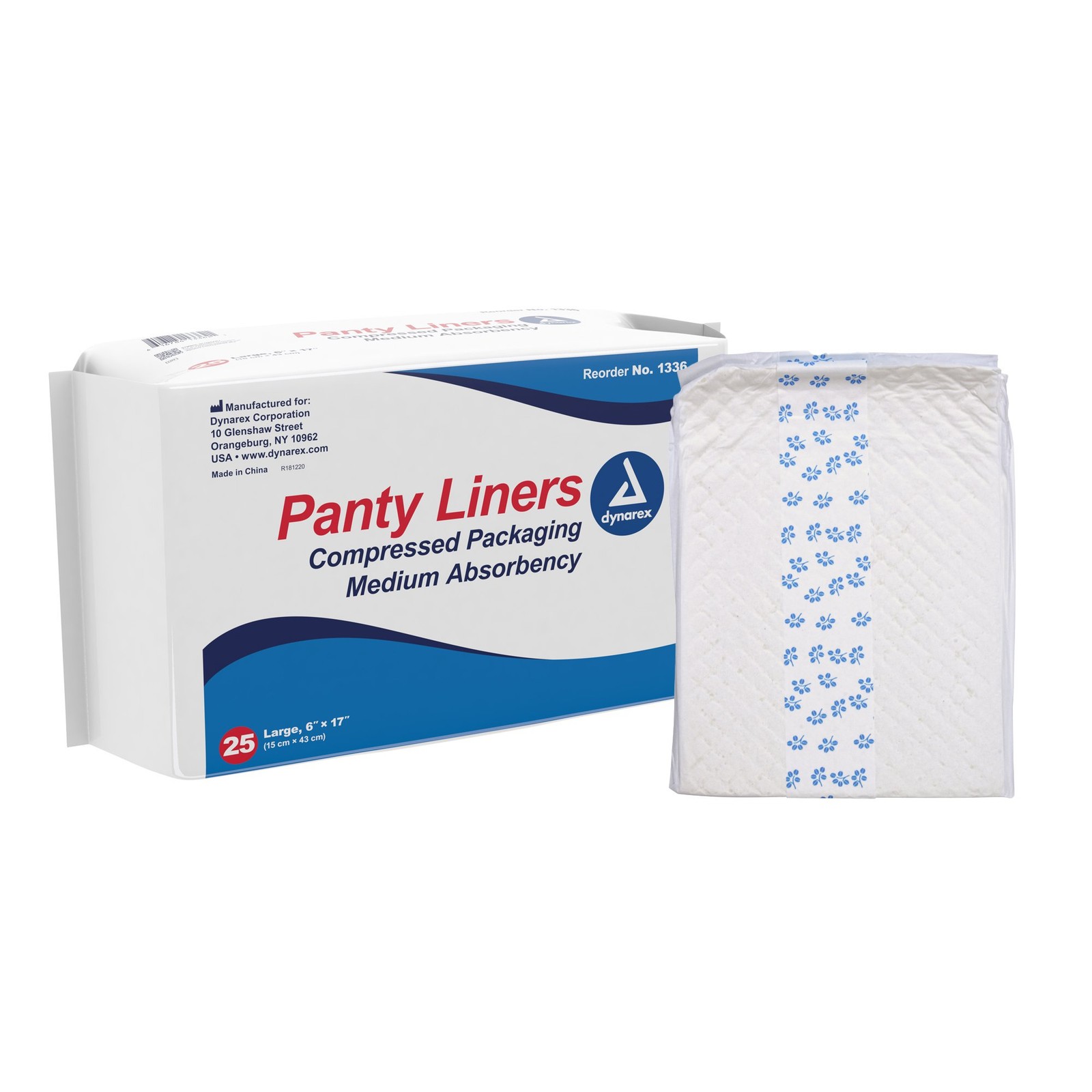 Dynarex Unisex Incontinent Pad Pant Liner 6 X 17 Inch 1336 59 250 Ct