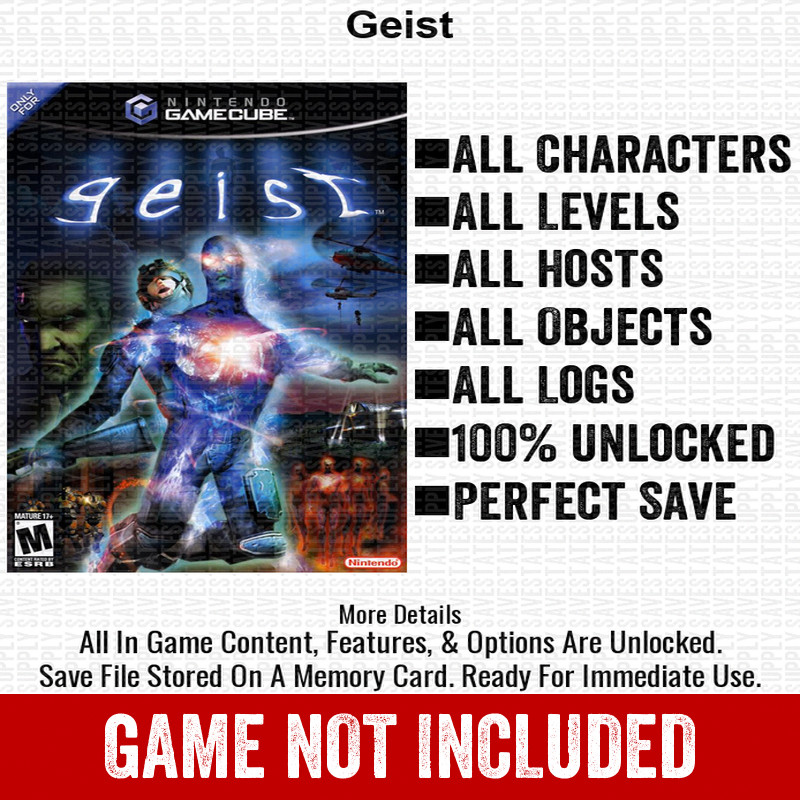 Geist 100% Nintendo GameCube Memory Card Save CHEATS