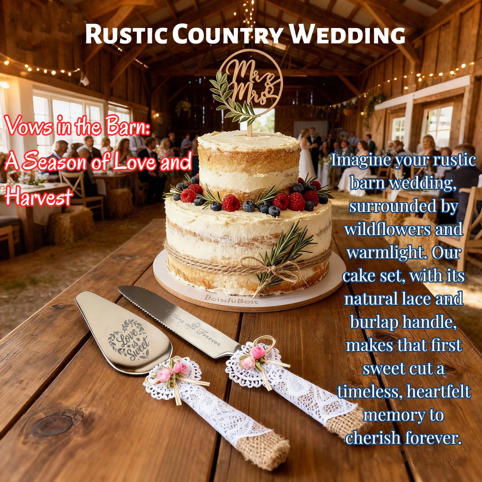 Wedding Cake Knife and Server Set – 10.83" Serrated Knife & 9.84" Server with...