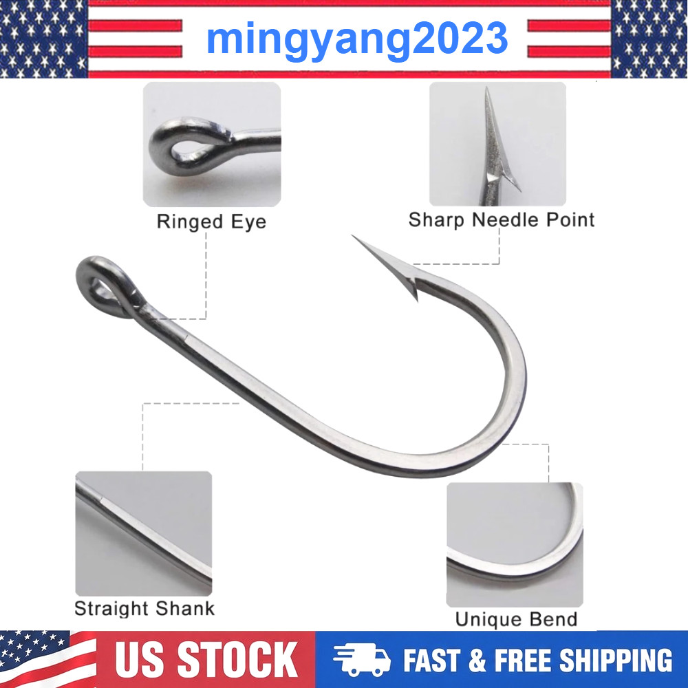 10PCS Stainless Steel Fishing Hook Sea Demon Tuna Fish Hook Forged 4/0-12/0