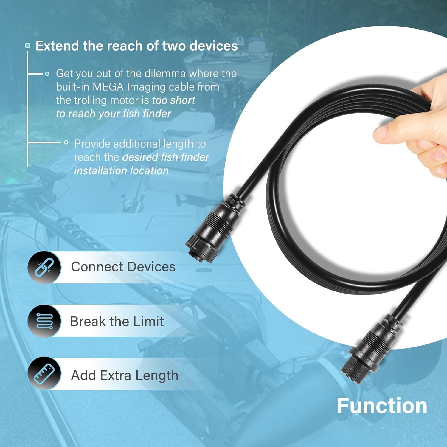 720106-1 EC M3 14W10 Transducer Extension Cable 14-pin for Humminbird APEX XPLOR