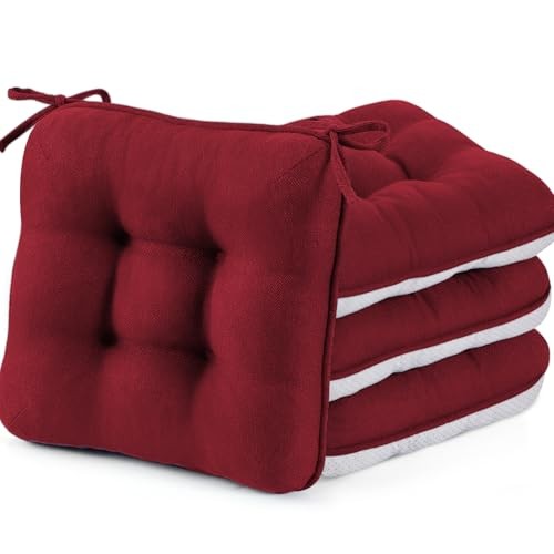 Chair Cushions for Dining Chairs Set of 4,3.5" Thick 16"x16"x3.5" (4 Pack) Red